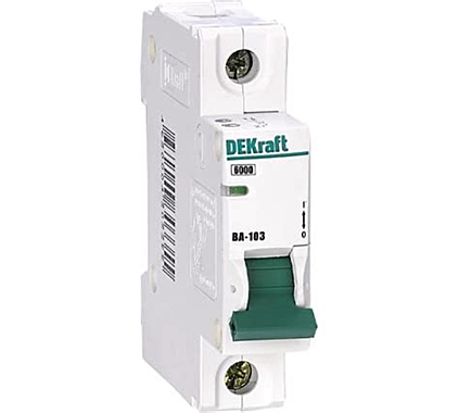 Автоматический выключатель DEKraft ВА-103 1P 40А 6кА характеристика С