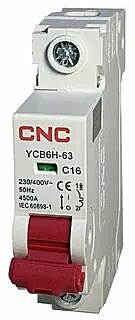 Автоматический выключатель YCB6H-63 1P, 16 A, 4.5kA, C (CNC Electric)
