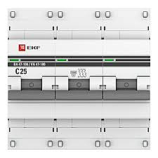Автоматический выключатель EKF PROxima ВА47-100 3P 25А 10кА характеристика C