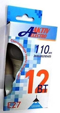 Лампа светодиодная LED-A60-Regular 12Вт 220-240В Е27 4000К 1200Лм AKTIV ELECTRO