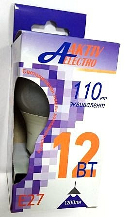 Лампа светодиодная LED-A60-Regular 12Вт 220-240В Е27 6500К 1200Лм AKTIV ELECTRO