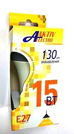 Лампа светодиодная LED-A65-Regular 15Вт 220-240В Е27 3000К 1600Лм AKTIV ELECTRO