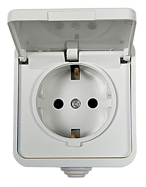 РОЗЕТКА одинарная с крышкой AQUA белая полугерметичная 3110 IN HOME