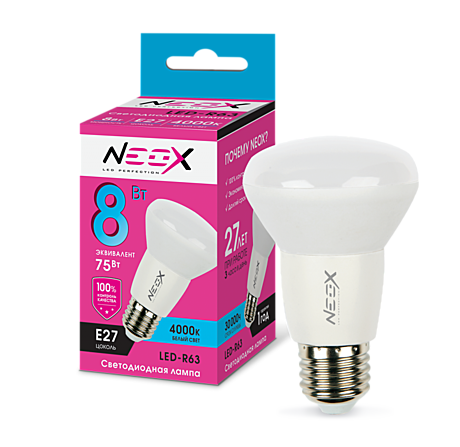 Лампа светодиодная LED-R63 8Вт 230В Е27 6500К 720Лм NEOX							