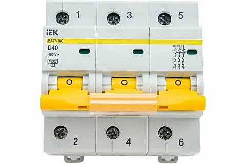Автоматический выключатель IEK ВА47-100 3P 40А 10кА характеристика С